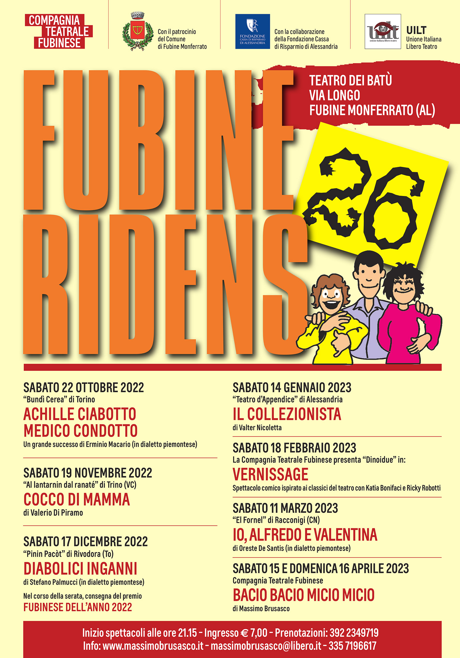 Fubine Ridens, il programma - Massimo Brusasco